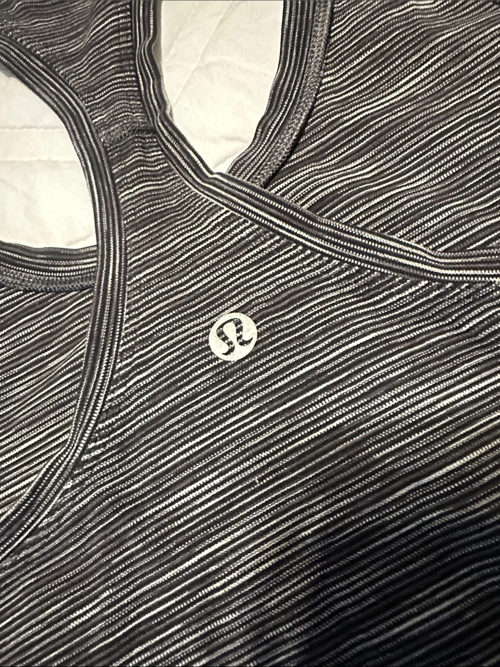 lululemon athletica Black and White Striped Racerback Tank